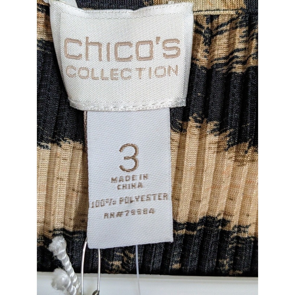 Chicos Womens Jacket Top Size 3 XL Leopard Fringe Chocolate Chip Polyester Brown - Picture 8 of 10